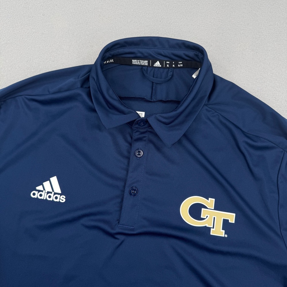 Adidas Georgia Tech Yellow Jackets Primeblue Coaches Polo Shirt Men XL Navy Blue